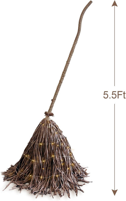 Halloween Decorations - 5.5 Ft Giant Light-Up Witches Broom