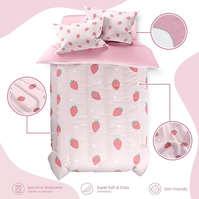 SANDJEST Strawberry Duvet Cover Sets Twin Size - Image 3