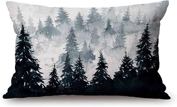 Solekla Watercolor Mountain Pillow Covers 12" x 20" Lumbar Pillow Covers Home by Solekla