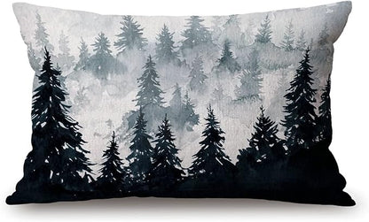 Solekla Watercolor Mountain Pillow Covers 12" x 20" Lumbar Pillow Covers Home by Solekla