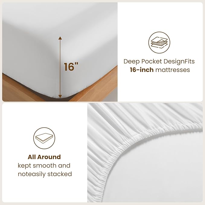 Luxury Mulberry Silk Modal Queen Size Sheet Set 4pc, Ultra Breathable & Cooling - Image 7