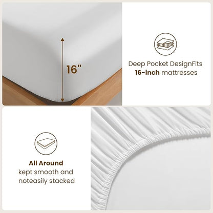 Luxury Mulberry Silk Modal Queen Size Sheet Set 4pc, Ultra Breathable & Cooling - Image 7