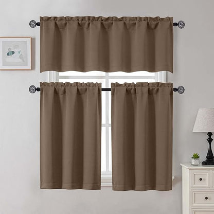 Gwine Brown Blackout Curtains 30 Inch Length, Short Kitchen Curtains - Image 2