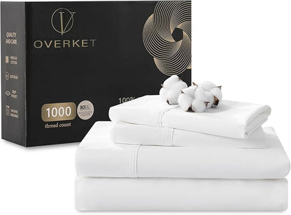 1000 Thread Count Egyptian Cotton Sheets Queen Size Set Sateen Weave Soft by overket