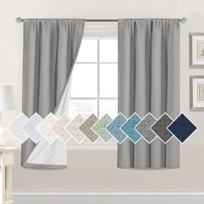 H.VERSAILTEX Linen Look 100% Blackout Curtains 63 Inches Long by HVERSAILTEX