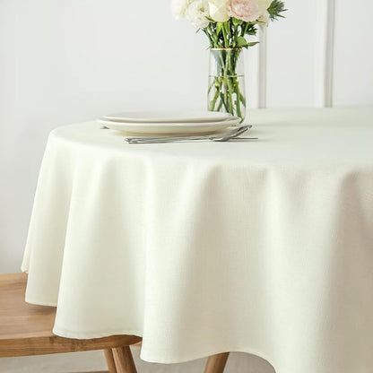 maxmill Round Linen Looking Textured Tablecloth Spill-Proof Wrinkle Free Soft - Image 4