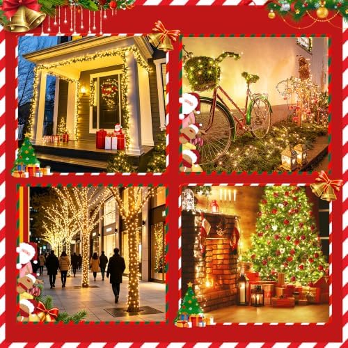 Quntis Battery Powered String Lights Outdoor, 132FT 300 LED Indoor Christmas Tree Lights Waterproof with 8 Modes and Timer for Halloween Patio Balcony Garden, Warm White