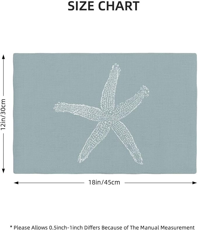 Summer Coastal Placemats Set of 4, Beach Theme Ocean Seafoam Blue Starfish - Image 4