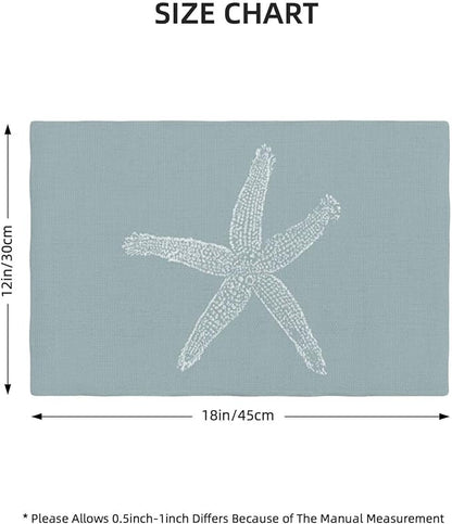 Summer Coastal Placemats Set of 4, Beach Theme Ocean Seafoam Blue Starfish - Image 4