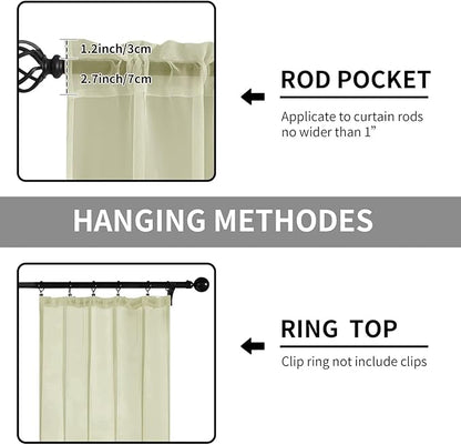 Sheer Curtains 72 Inches Long 2 Panels, Rod Pocket Short Curtain - Image 2