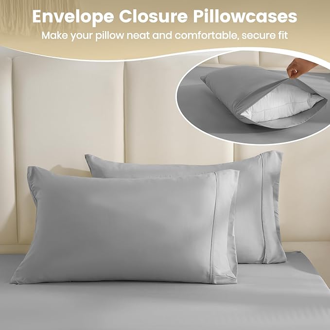 King Sheet Set - 4 Piece Silky Ultra Soft Breathable Bed Sheet Set, Hotel - Image 8
