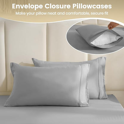 King Sheet Set - 4 Piece Silky Ultra Soft Breathable Bed Sheet Set, Hotel - Image 8