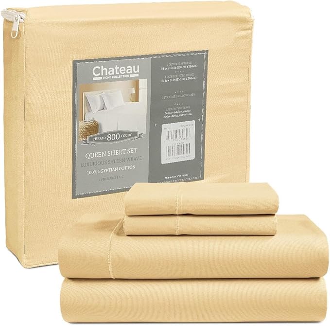 100% Cotton Sheets For King Size Bed, 800 Thread Count Breathable Bed Sheets by CHATEAUHOMECOLLECTION