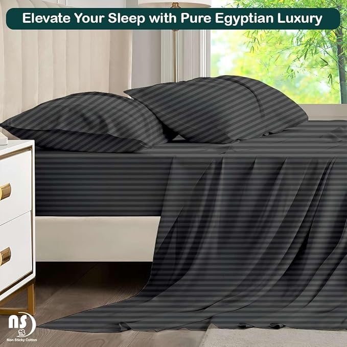 NON Sticky cotton Full Size Sleeper Sofa Sheets, 4 Piece Egyptian Cotton Bed - Image 5