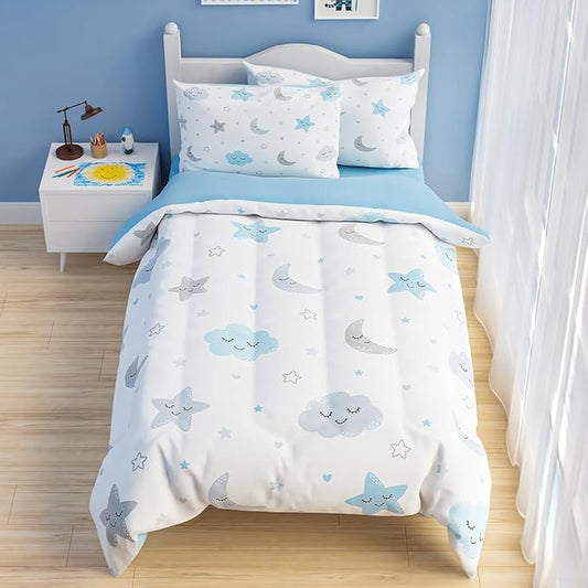 SANDJEST Star and Moon Comforter Set Twin Size 68x86in by SANDJEST