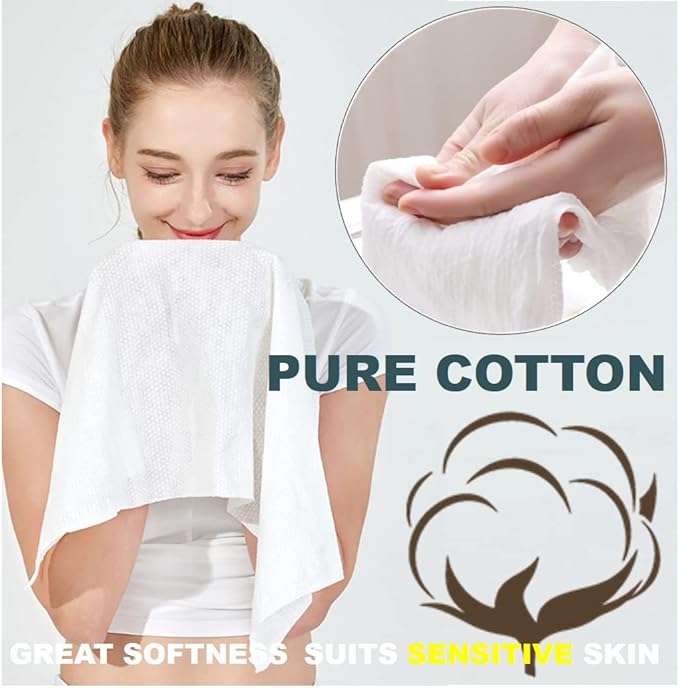 Premium Extra Large and Thick Pure Cotton Disposable Washcloths, Portable - Image 7