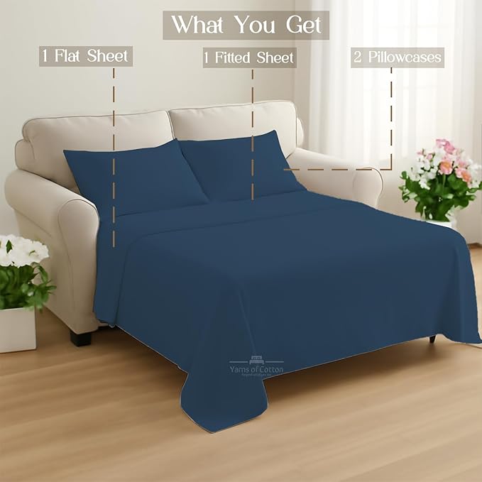 Sleeper Sofa 4 Piece Bed Sheet Set Premium Quality 100% Cotton 500 Thread Count - Image 8