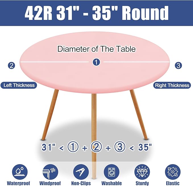 Round Spandex Tablecloth, Elastic Fitted Waterproof Tablecloths - Image 8
