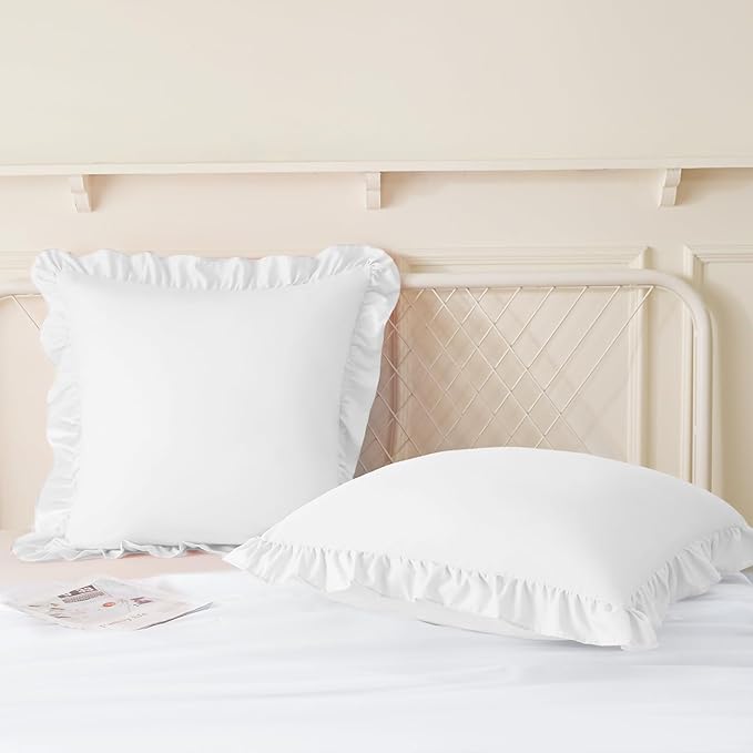 KKJIAF Ruffle Pillow Cases 18x18 Inches, Microfiber Wrinkle Resistant Pillow - Image 4