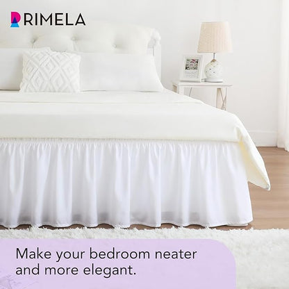 RIMELA Full Size White Bed Skirt 15 Inch Drop, Wrap Around Elastic Bed Skirts - Image 9