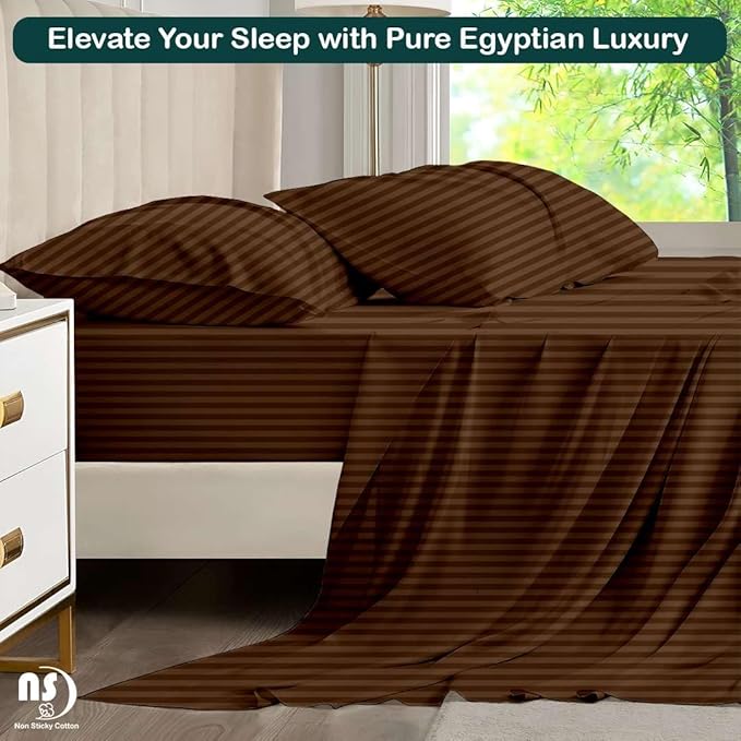 NON Sticky cotton Queen Size Sleeper Sofa Sheets, 4 Piece Egyptian Cotton Bed - Image 5
