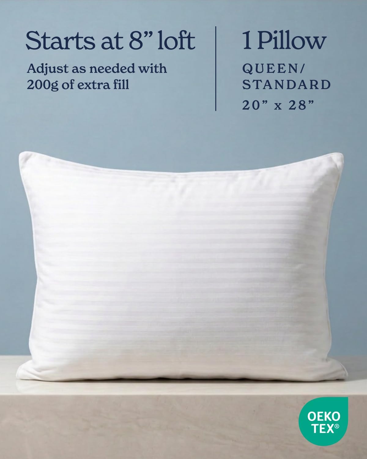 beckham hotel collection adjustable bed pillow standard/queen size, package contents
