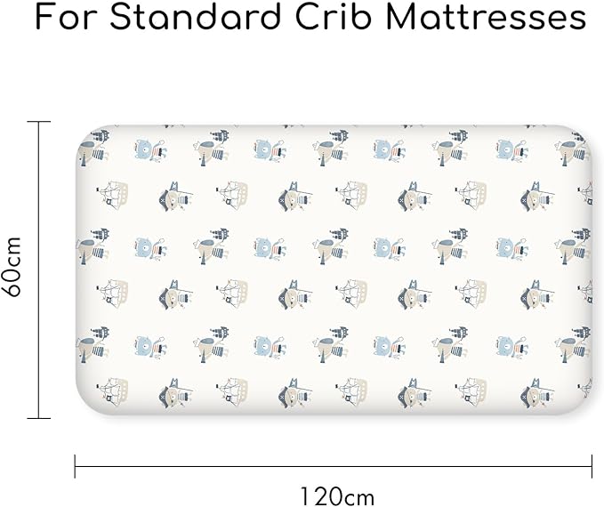 Nap Mat Sheet 47"x24", 3 Pack Blue Ocean Sailor Baby Crib Sheets Fitted Elastic - Image 6