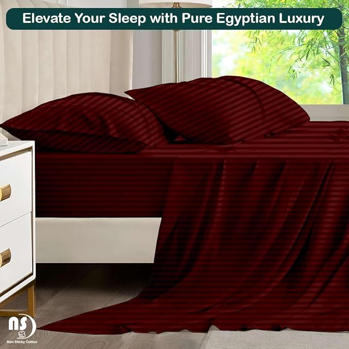 NON Sticky cotton Full Size Sleeper Sofa Sheets, 4 Piece Egyptian Cotton Bed - Image 5