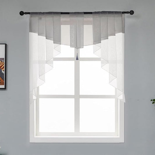Swag Sheer Valance Curtains for Living Room, Valance for Farmhouse Windows by PearAge