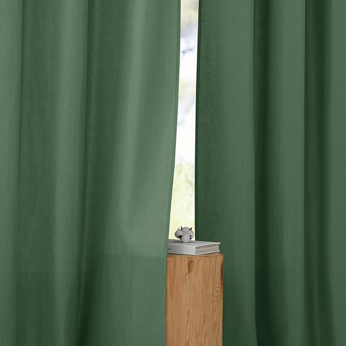 NICETOWN Olive Green Short Linen Curtains - Image 7