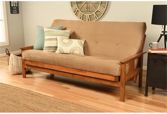 BOWERY HILL Full-Size Suede Peat Fabric Futon in Brown-Frame Not Included - Image 2