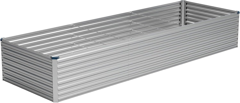 Vengarus 12x2x2ft Galvanized Raised Garden Bed,Metal Raised Beds Kit Silver