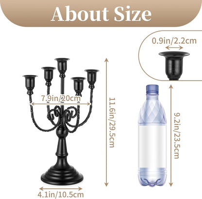 Sziqiqi Black Candelabra Candle Holder for Halloween, 5 Arms Candelabra