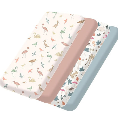 Bimocosy Pack and Play Sheets Fitted 4 Pack, 38 x 26 Inch Pack n Play Mini Crib by bimocosy