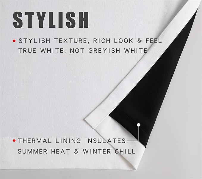 G2000 100% Blackout Curtains for Bedroom Living Room 84 Inches Long White Room - Image 4