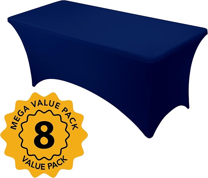 8-Pack Premium Navy Blue Spandex Tablecloths - Image 2
