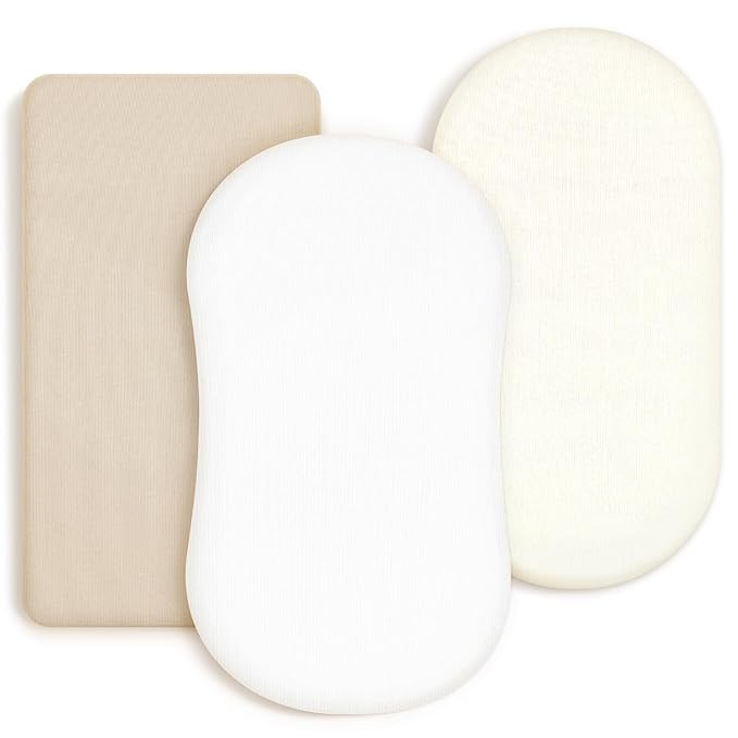 GRSSDER Stretchy Ultra Soft Fitted Bassinet Sheet 3 Pack, Universal Fit by BUYNOW