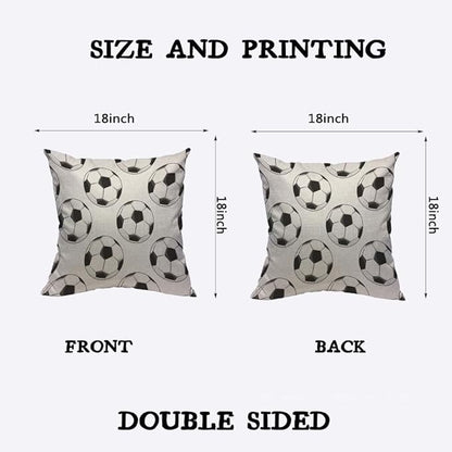 TKS MITLAN Sport Football Pattern Pillow Cover 18x18 inch Black White Soccer - Image 2