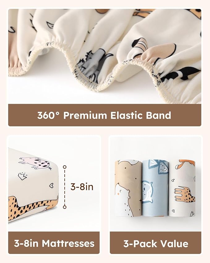 Baby Crib Sheets for Boys Girls, Breathable Soft Microfiber Baby Sheet Blue & - Image 5