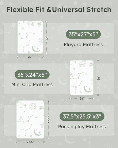 Pack and Play Sheets Fitted 3 Pack, Mini Crib Sheets - Image 3