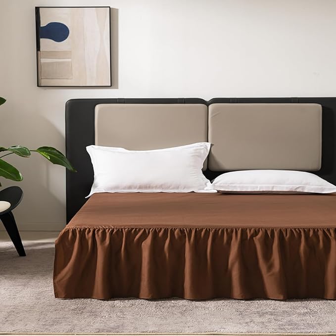 Brown Bed Skirt Twin Size Ruffled Bed Skirt - Image 2