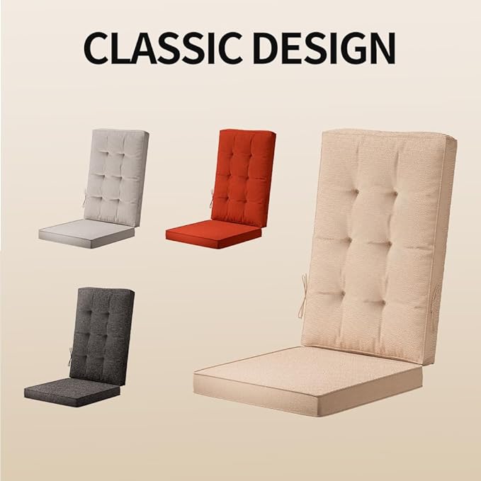 46x18 Outdoor High Back Chair Cushions | Waterproof & UV-Resistant Patio - Image 4