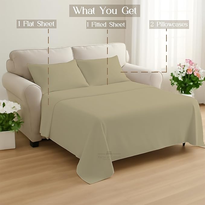 Sleeper Sofa 4 Piece Bed Sheet Set Premium Quality 100% Cotton 500 Thread Count - Image 8
