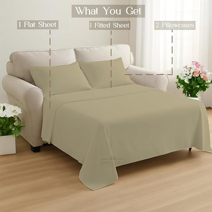 Sleeper Sofa 4 Piece Bed Sheet Set Premium Quality 100% Cotton 500 Thread Count - Image 8
