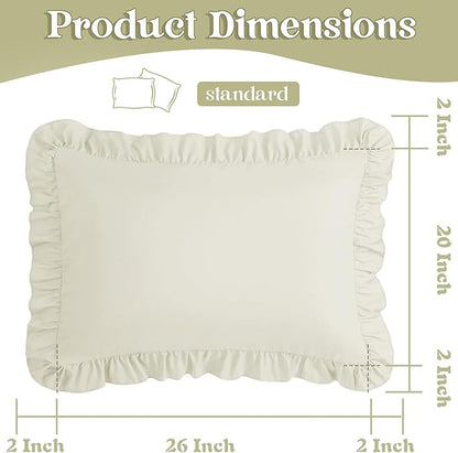 KKJIAF Ruffle Pillow Cases Standard Size Set of 2, Ruffled Pillow Covers - Image 3