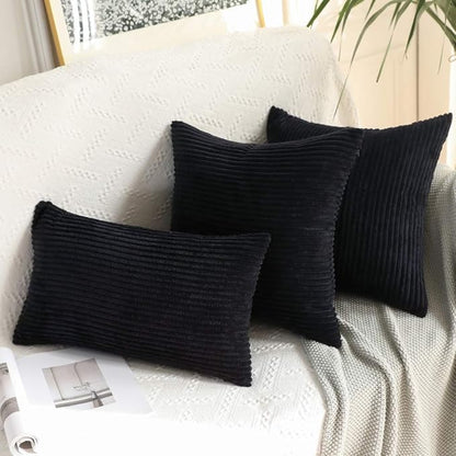 MIULEE Winter Pack of 2 Corduroy Pillow Covers Soft Soild Striped Throw Pillow - Image 4