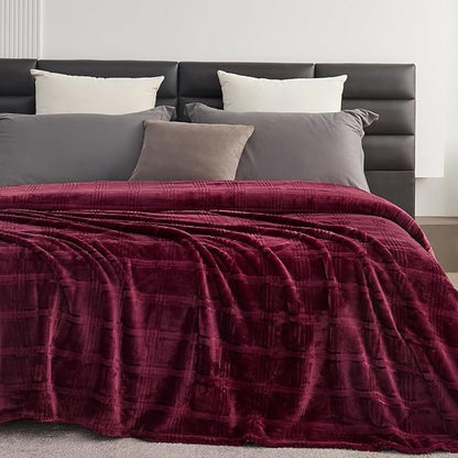 Oversized King Fleece Blanket 120x120 Inches, Seamless Soft Cozy 3D Jacquard - Image 2