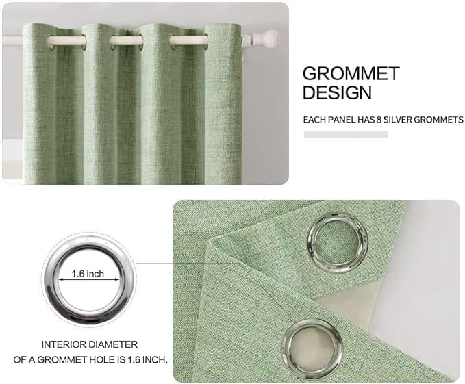 MIULEE Linen Texture Curtains for Bedroom Solid 100% Blackout Thermal Insulated - Image 4