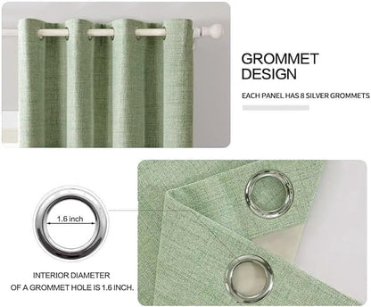 MIULEE Linen Texture Curtains for Bedroom Solid 100% Blackout Thermal Insulated - Image 4