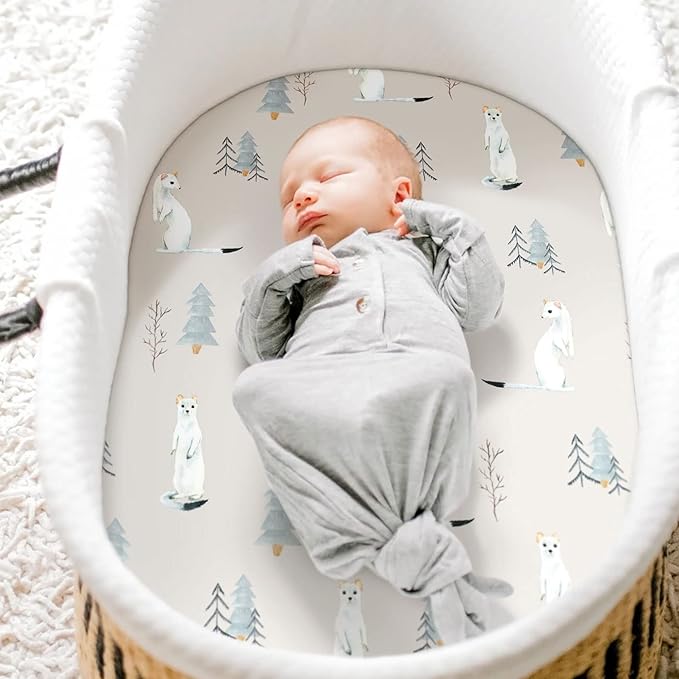GRSSDER Stretchy Ultra Soft Fitted Bassinet Sheet Set 3 Pack, Universal Fit - Image 3